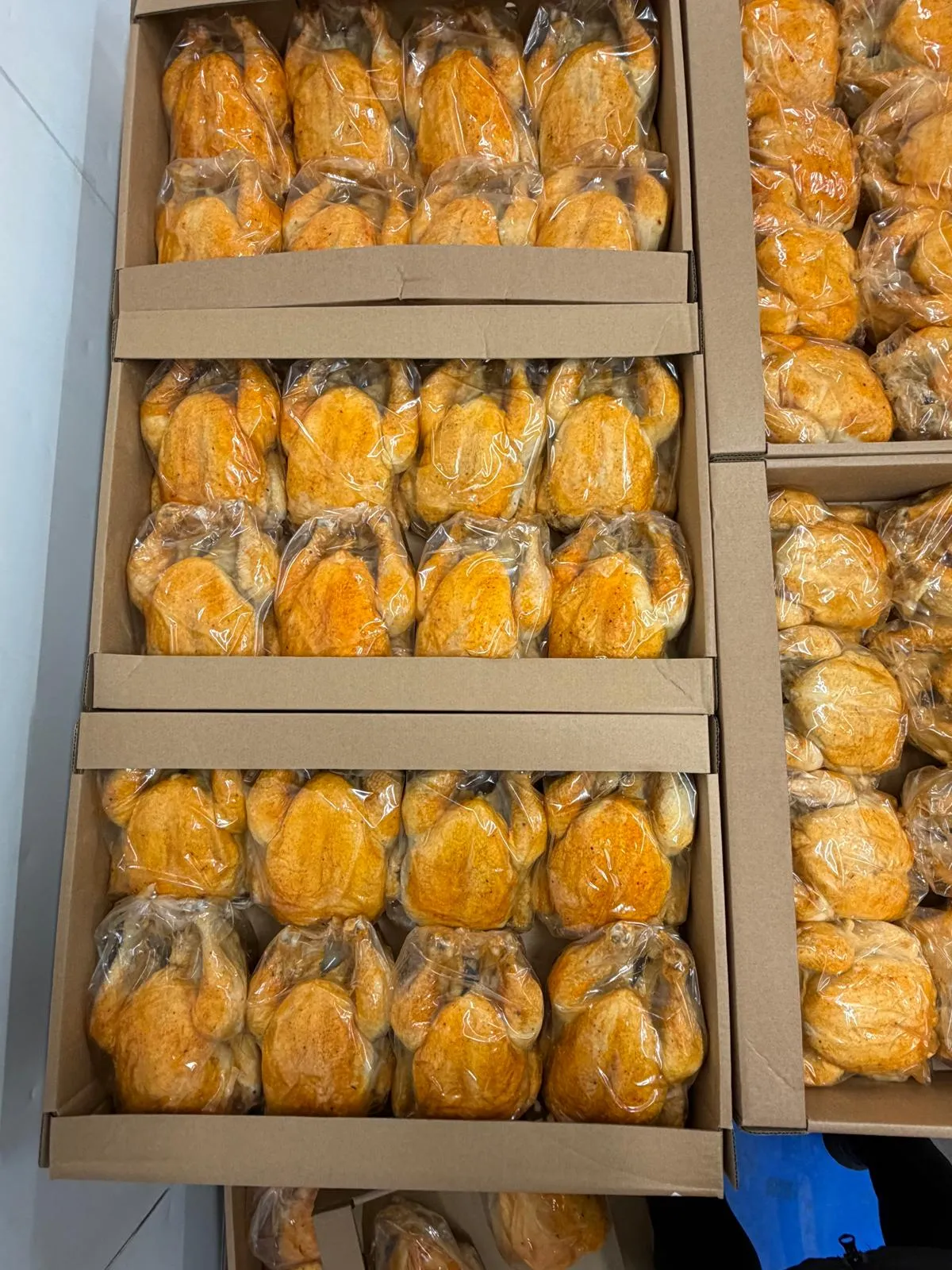 Trays of individually wrapped Argo Foods cooked chicken portions.